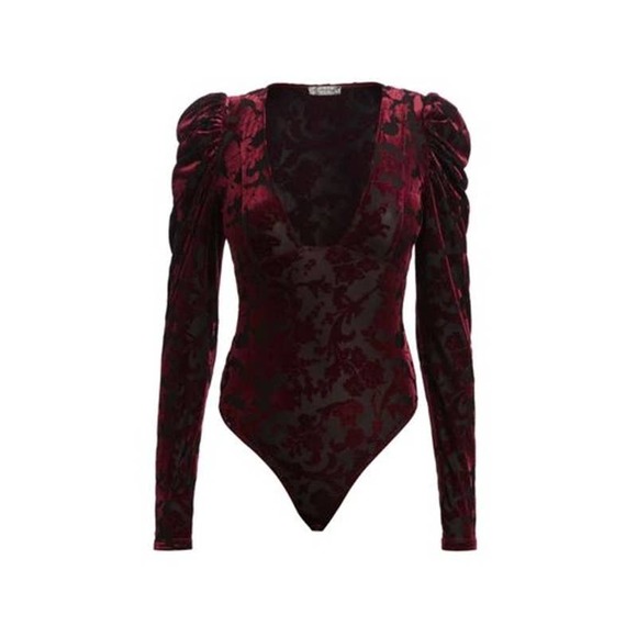 Free People Midnight Combo Magic Hour Velvet Burnout Bodysuit NWT Size XS - Picture 3 of 12